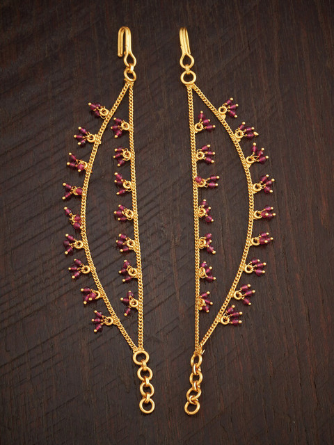 

Kushal's Fashion Jewellery Gold-Toned & Pink Contemporary Ear Chain Cuff Earrings