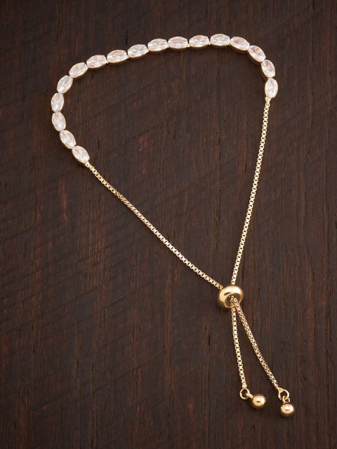 

Kushal's Fashion Jewellery Women White & Gold-Toned Cubic Zirconia Gold-Plated Wraparound Bracelet