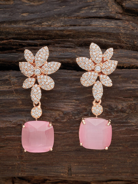 

Kushal's Fashion Jewellery Pink Floral Drop Earrings