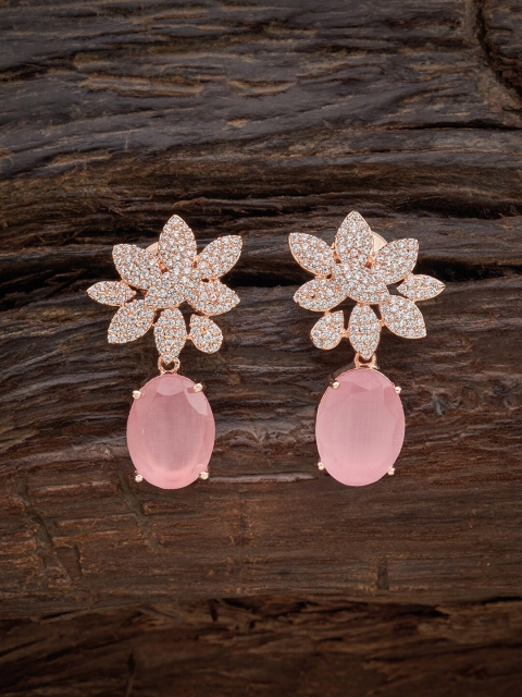 

Kushal's Fashion Jewellery Pink Floral Drop Earrings