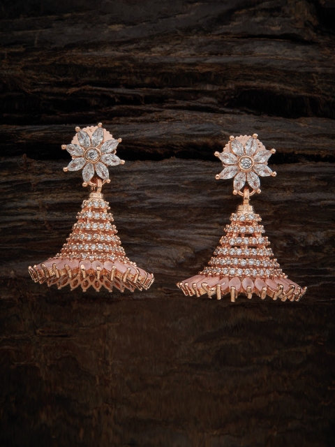 

Kushal's Fashion Jewellery Pink Floral Jhumkas Earrings