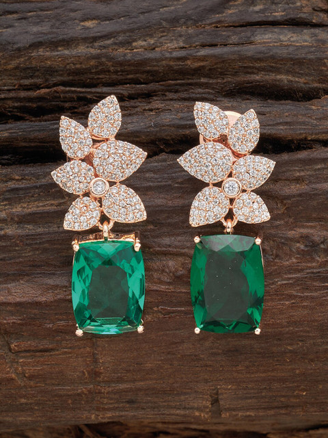 

Kushal's Fashion Jewellery Green Floral Drop Earrings