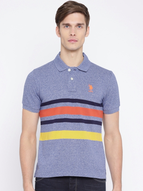 

U.S. Polo Assn. Blue Striped Polo Collar T-shirt