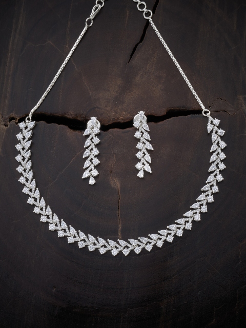 

Kushal's Fashion Jewellery Rhodium-Plated White Cubic Zirconia Jewellery Set