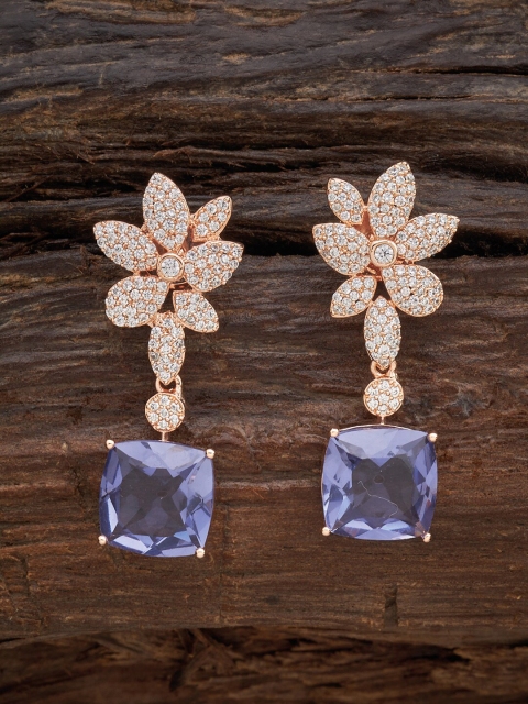 

Kushal's Fashion Jewellery Blue Floral Drop Earrings