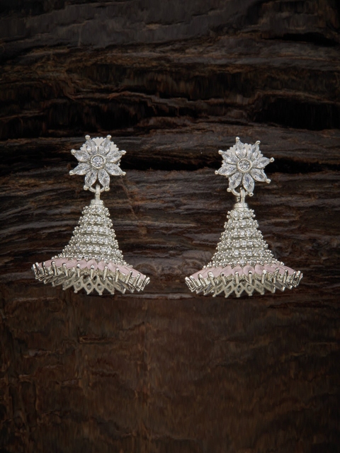 

Kushal's Fashion Jewellery Pink Floral Jhumkas Earrings