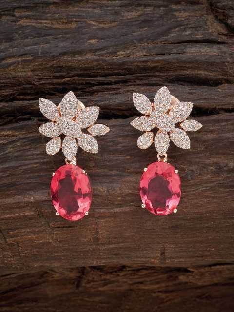 

Kushal's Fashion Jewellery Pink Floral Studs Earrings