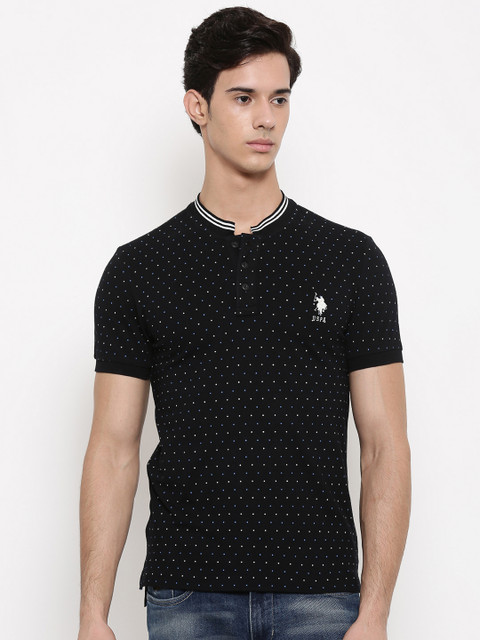 

U.S. Polo Assn. Men Black Printed Henley T-shirt