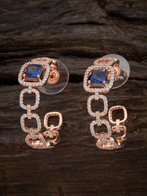 

Kushal's Fashion Jewellery Blue Circular Half Hoop Earrings