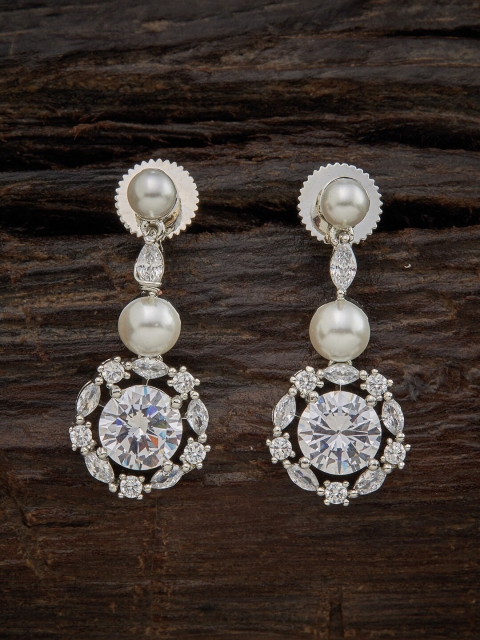 

Kushal's Fashion Jewellery White Circular Drop Earrings