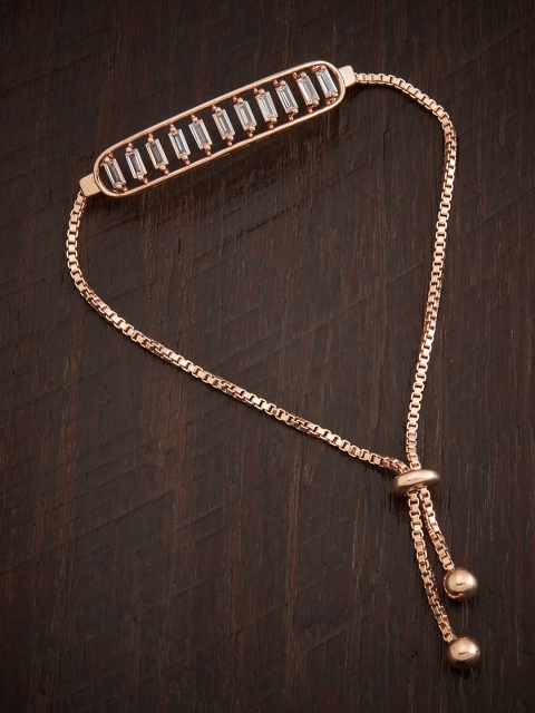 

Kushal's Fashion Jewellery Women White & Rose Gold Cubic Zirconia Rose Gold-Plated Wraparound Bracelet
