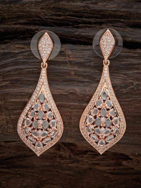 

Kushal's Fashion Jewellery White Leaf Shaped Drop Earrings