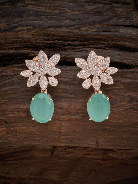 

Kushal's Fashion Jewellery Sea Green Floral Drop Earrings