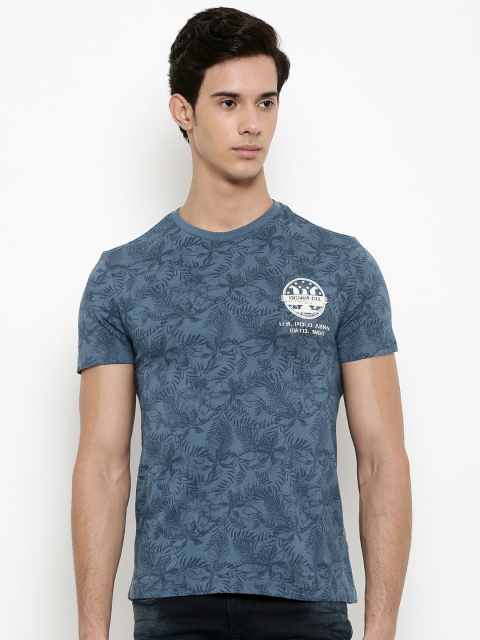 

U.S. Polo Assn. Denim Co. Men Blue Printed Round Neck T-shirt