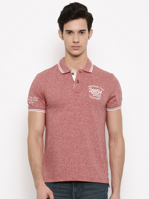 

U.S. Polo Assn. Denim Co. Men Red Solid Polo Collar T-shirt