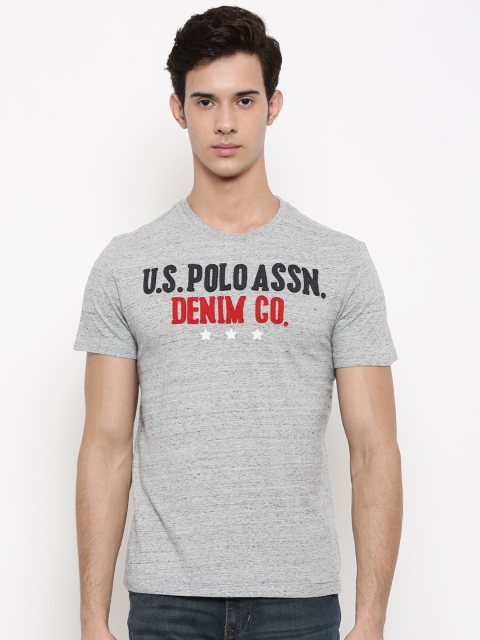 

U.S. Polo Assn. Denim Co. Men Grey Melange Round Neck T-shirt