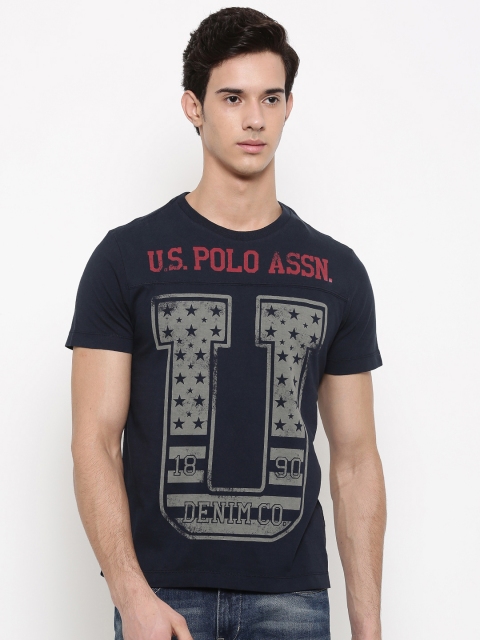 

U.S. Polo Assn. Denim Co. Men Navy Printed Round Neck T-shirt, Navy blue