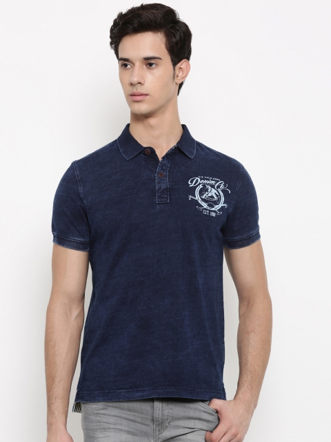 

U.S. Polo Assn. Men Blue Solid Polo Collar T-shirt