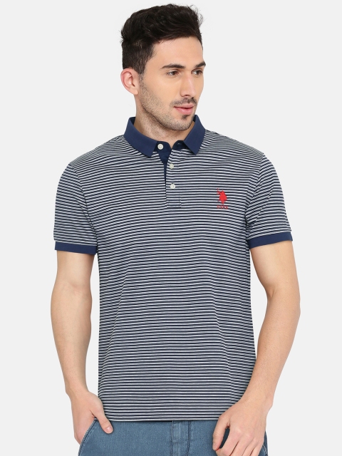 

U.S. Polo Assn. Men Navy Blue Striped Polo Collar T-shirt