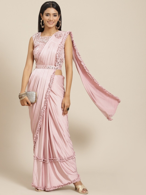 

Grancy Pink Sequinned Leheriya Saree
