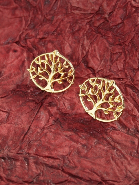 

DressBerry Gold-Plated Circular Studs Earrings