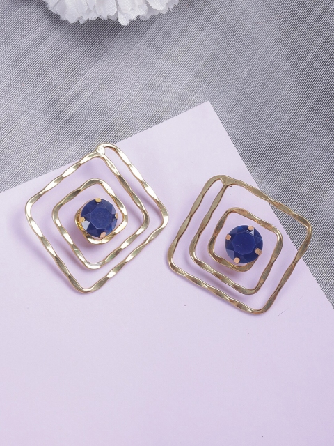 

DressBerry Women Gold-Plated & Blue Contemporary Studs Earrings