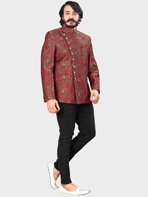 

amzira Men Red Self-Design Jodhpuri Blazers