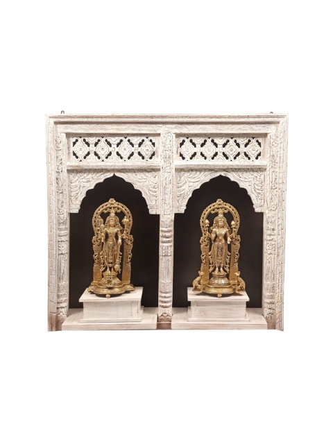 

Exotic India Gold-Toned Textured Standing Vishnu-Lakshmi Wall Decor