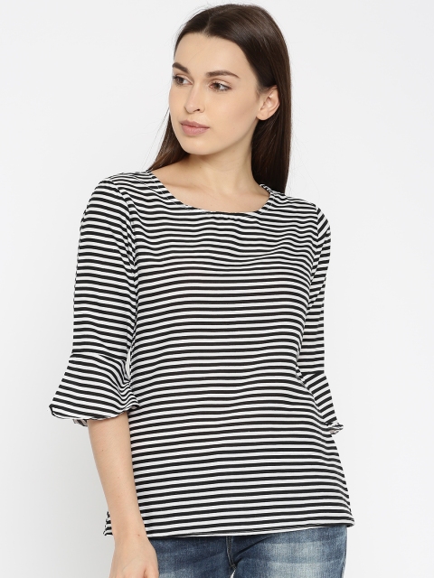 

HERE&NOW Women Black & White Striped Top