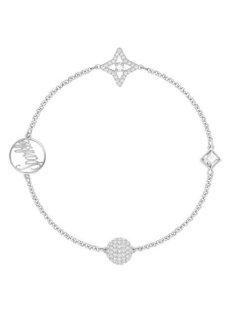 

SWAROVSKI Women Silver-Toned & White Rhodium-Plated Crystals Link Bracelet