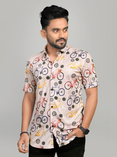

Fashion FRICKS Men Pink Classic Conversational Printed Casual Shirt