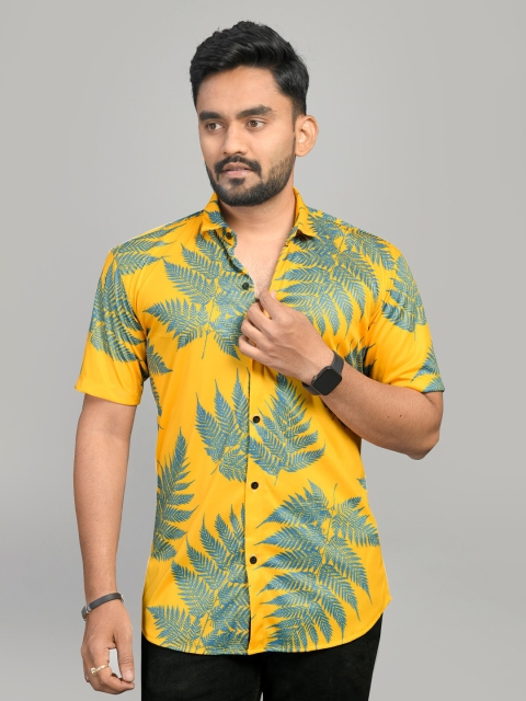 

Fashion FRICKS Men Yellow Classic Printed Casual Shirt