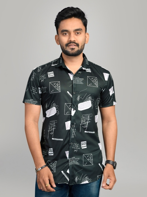 

Fashion FRICKS Men Green & White Printed Casual Shirt