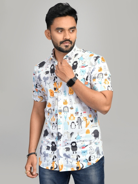 

Fashion FRICKS Men White Printed Casual Shirt