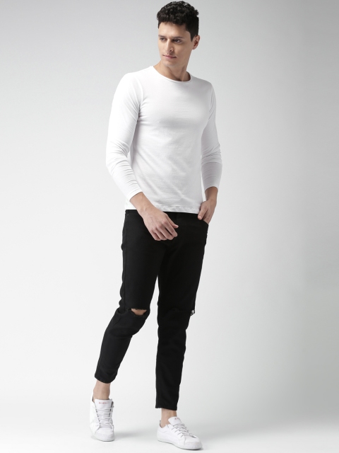 

Mast & Harbour Men White Solid Round Neck T-shirt