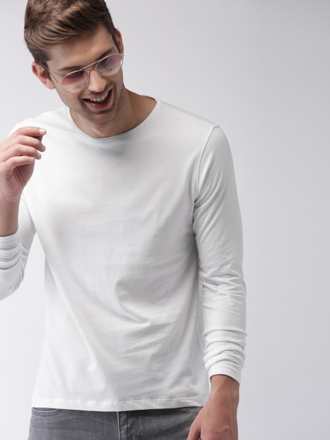 

Mast & Harbour Men White Solid Round Neck T-shirt