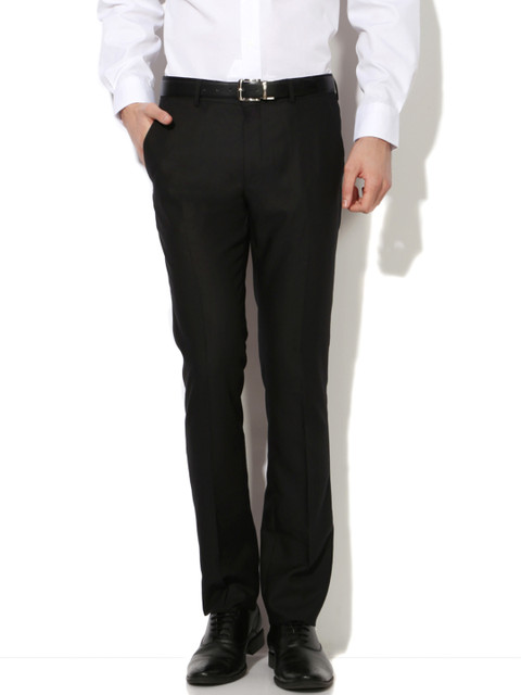 

V Dot by Van Heusen Men Black Skinny Fit Solid Formal Trousers
