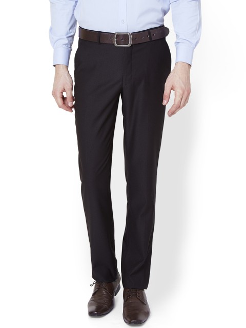 

V Dot by Van Heusen Men Black Slim Fit Solid Formal Trousers