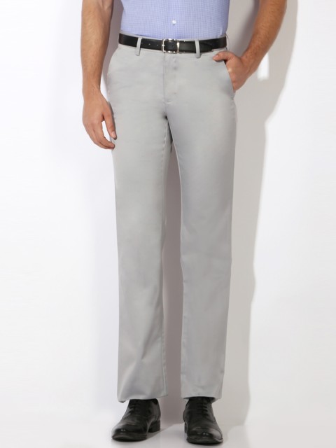 

Van Heusen Men Grey Solid Formal Trousers