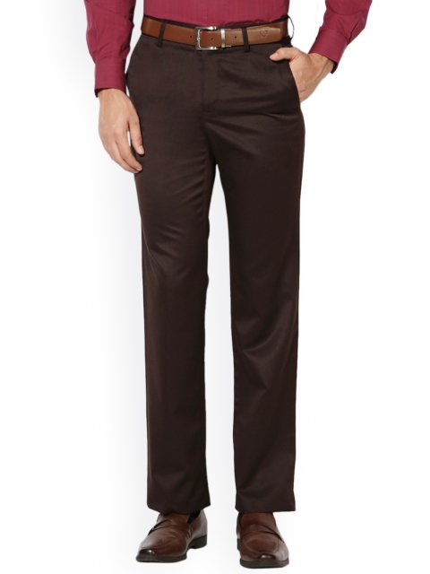 

Van Heusen Men Brown Slim Fit Solid Regular Trousers