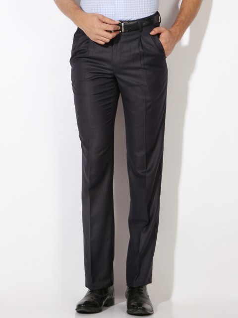 

Van Heusen Men Charcoal Grey Slim Fit Solid Formal Trousers