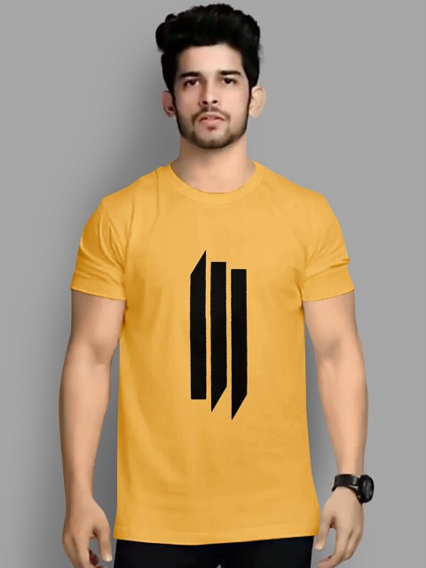 

KAJARU Men Blue Printed Round Neck Short Sleeves T-shirt