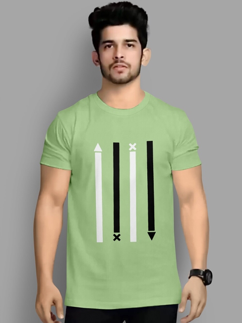 

KAJARU Men Olive Green Striped T-shirt
