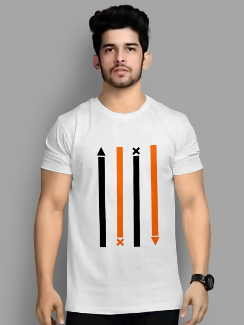 

KAJARU Men White & Black Printed T-shirt