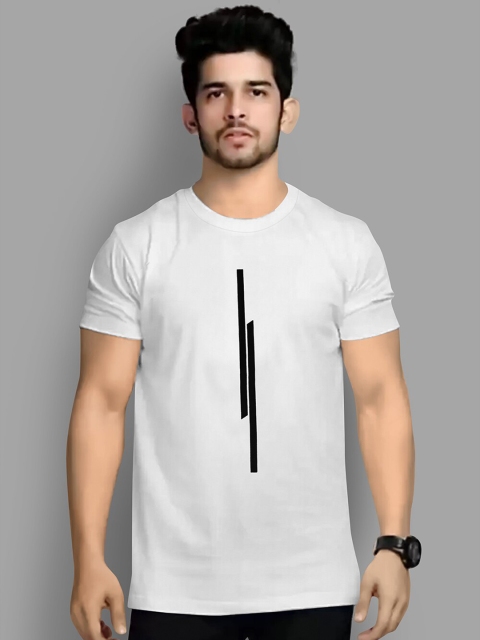 

KAJARU Men White Placement Print T-shirt