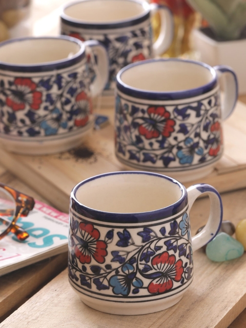 

VarEesha Set of 6 Blue Floral Print Ceramic Cups
