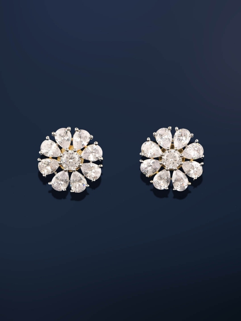

Amavi White Floral Studs, Gold
