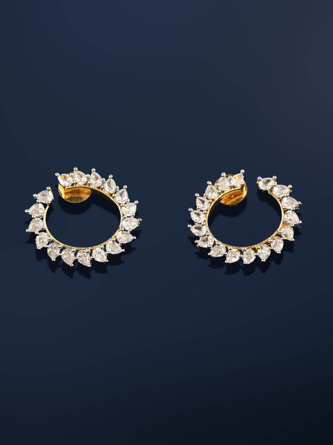 

Amavi Rhodium-Plated White & Gold-Toned Circular Handcrafted Drop Earrings