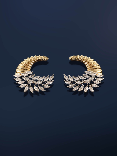 

Amavi Gold-Plated White Crescent-Shaped Handcrafted Drop Earrings