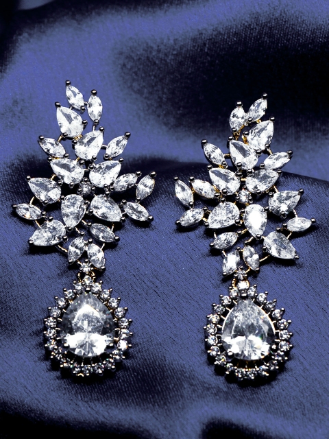 

Amavi Gold-Plated White Teardrop-Shaped Handcrafted Drop Earrings